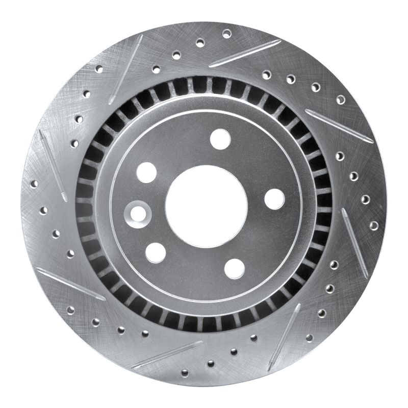 Volvo XC60 Brake Rotor (1) - Rear Left - R1 Concepts - Drilled & Slotted - Silver - `10-`17